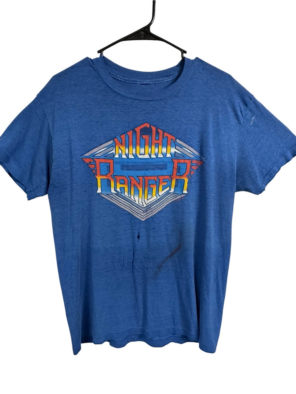 Authentic Vintage Night Ranger Concert T-Shirt Graphic Tee Blue 1985 80s